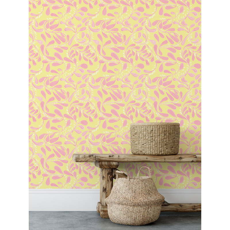 Susan Hable Floral Wallpaper Double Roll, Pink/Yellow