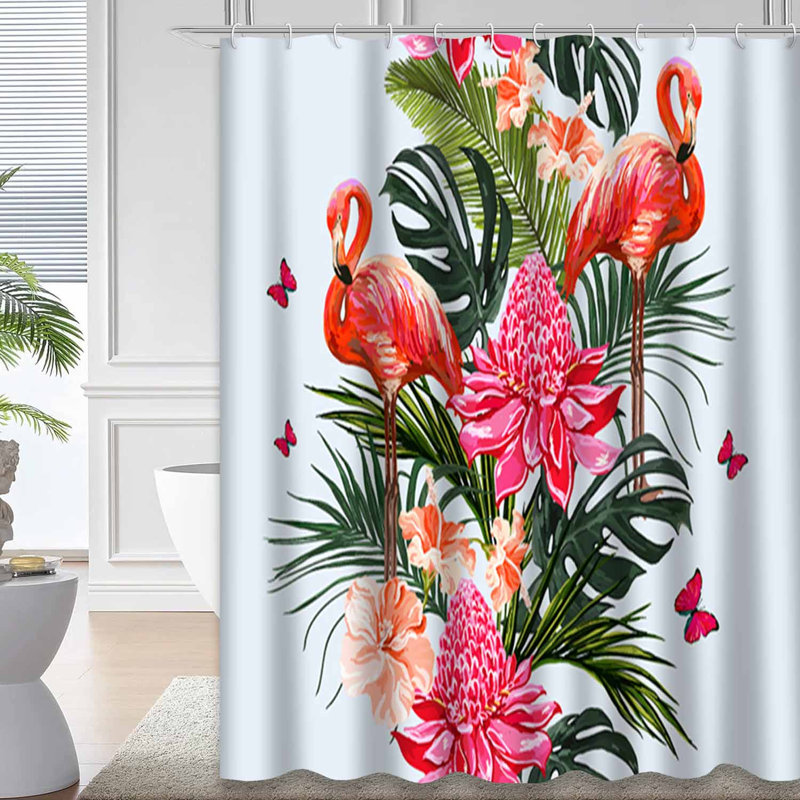 Rideau de douche imperméable à motif floral avec 12 crochets, L 72 po x l 78 po