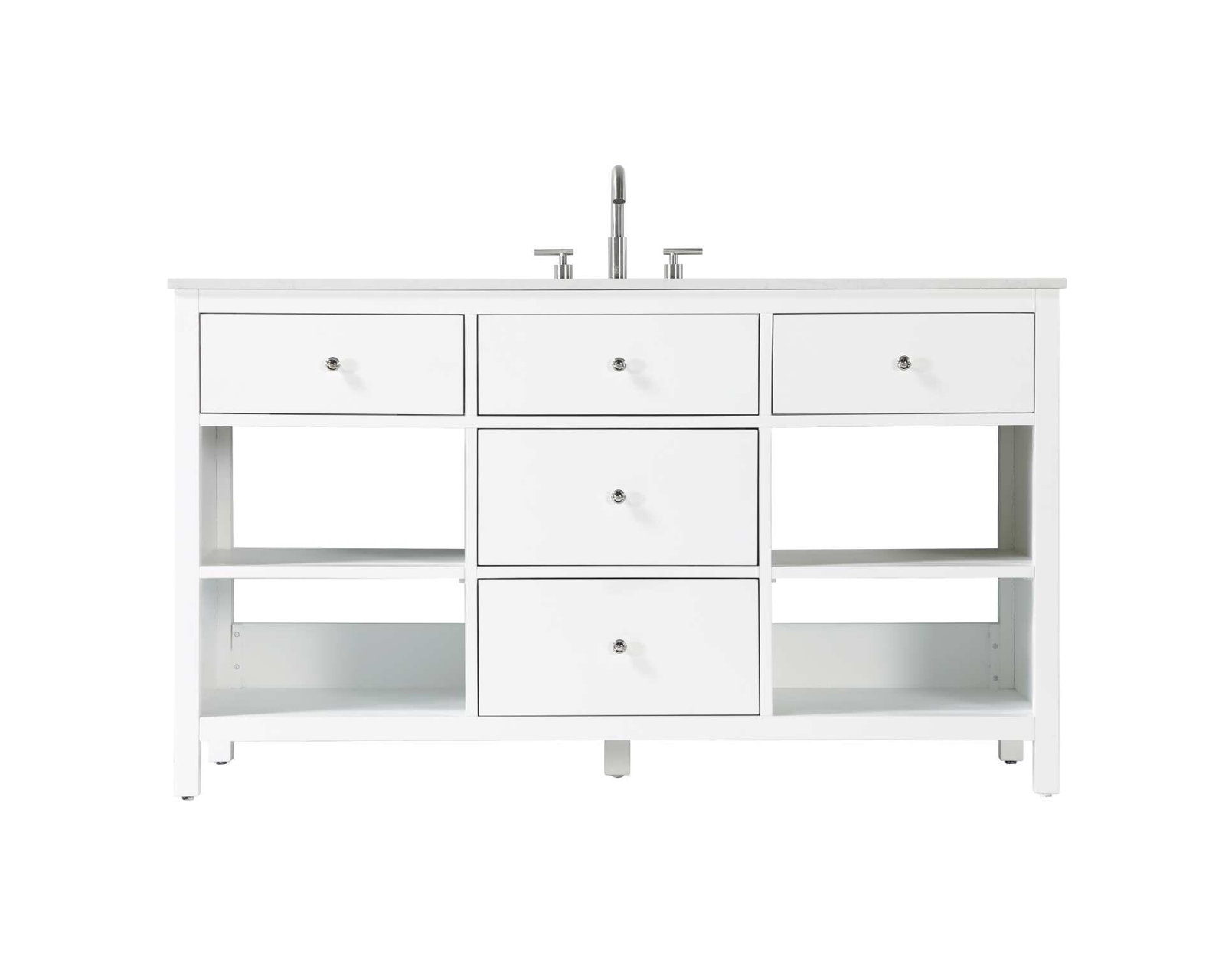 Single Bathroom Vanity, White/Chrome, 60"