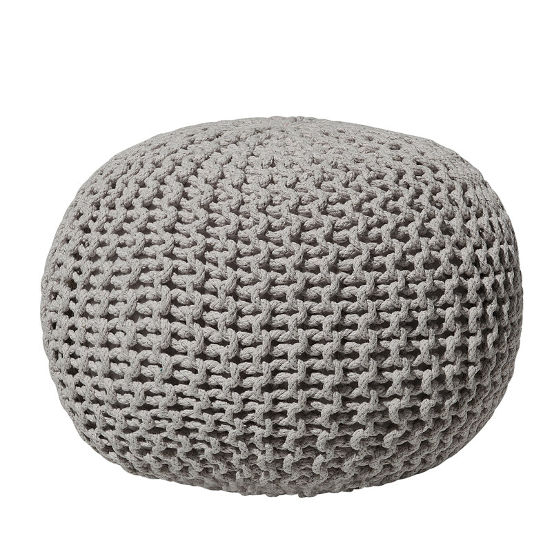Arne 50cm Wide Round Pouf Ottoman, Light Grey