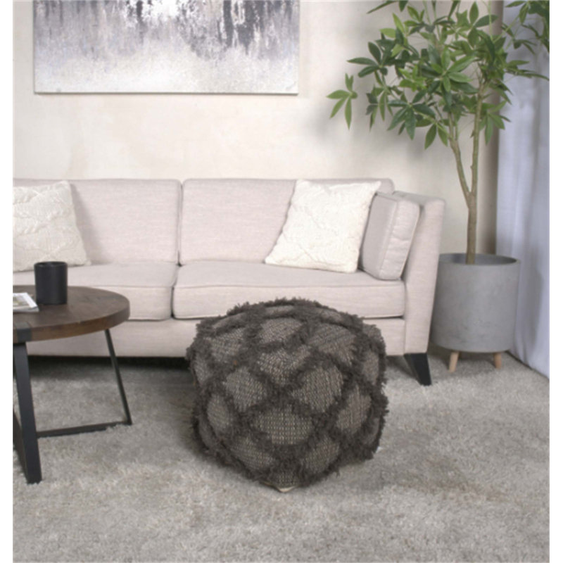 Pouf en laine et en coton Jumanji fabriqué à la main, siège durable et confortable pour l'intérieur, parfait pour se détendre et se détendre.