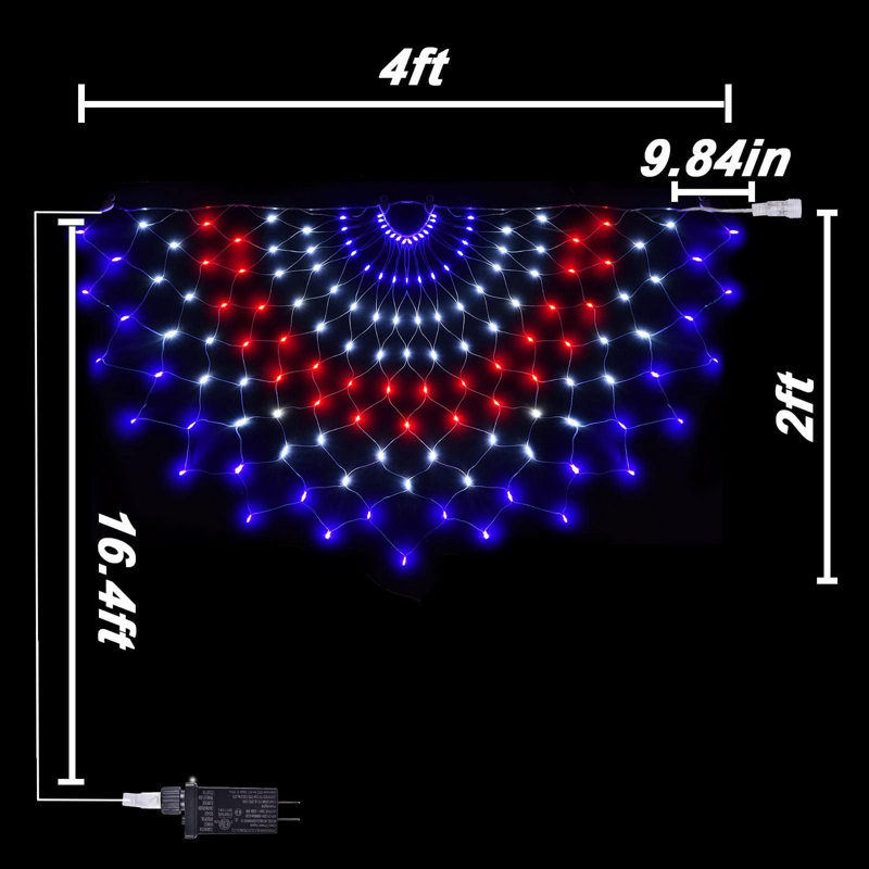 Paquet de 3 lumières de drapeau américain pour décorations du 4 juillet - 4 pi x 2 pi