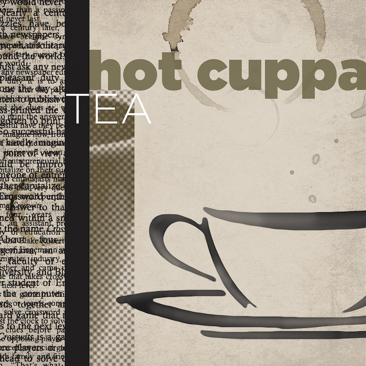 « hot cuppa tea », affiche rétro sur toile tendue, H 18 po x l 18 po x P 1,5 po, Toile tendue, Pas de tapis
