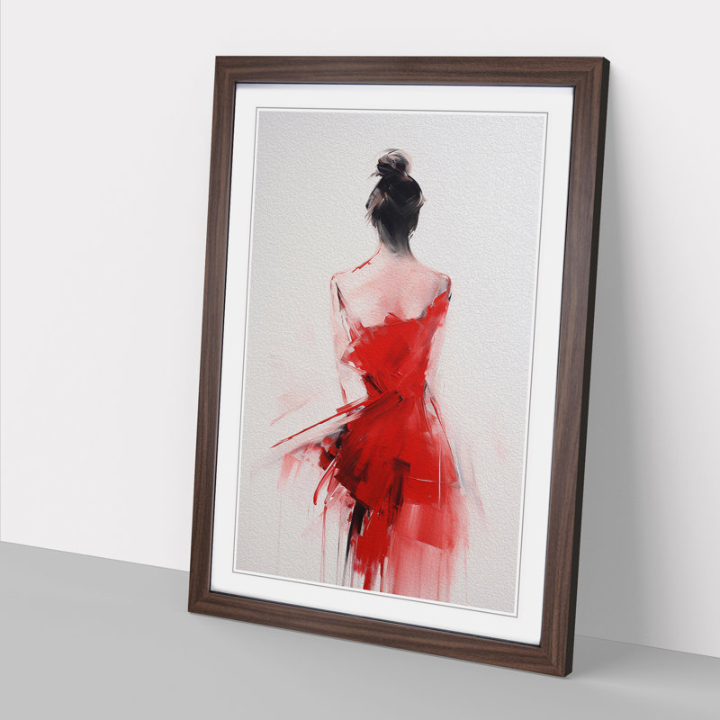 Minimalist Gestural No.3 - Single Picture Frame Print on Wood, Walnut Framed, 34cm H x 25cm W x 2cm D