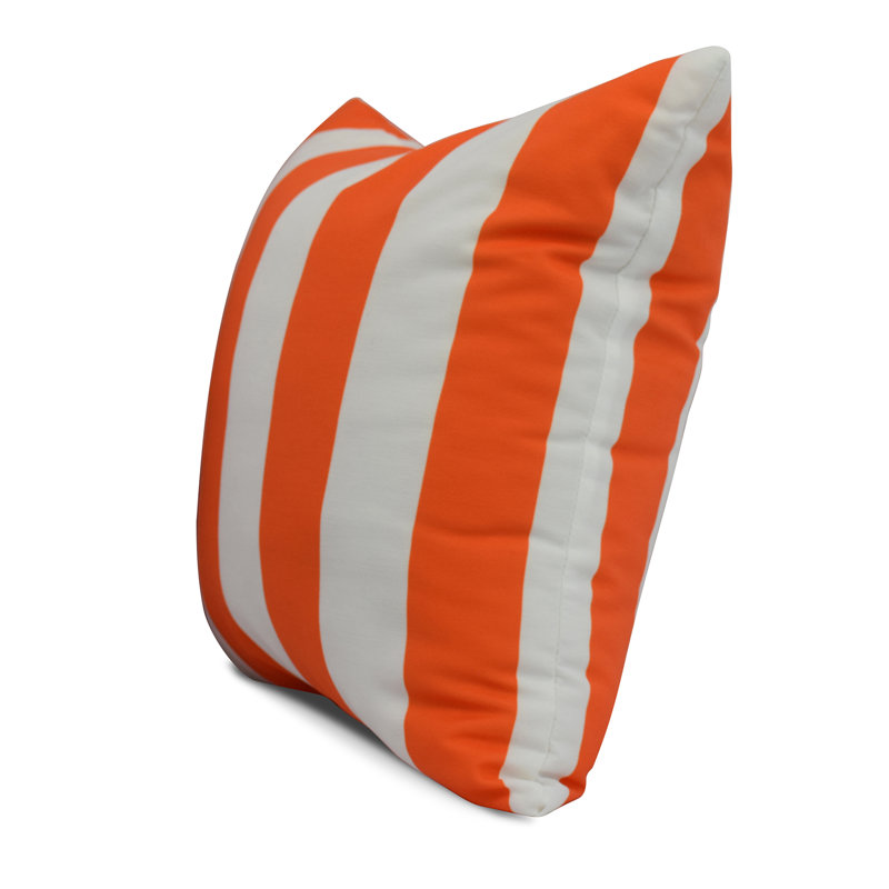 Nantucket Orange Striped 16" Square Polyester Throw Pillow