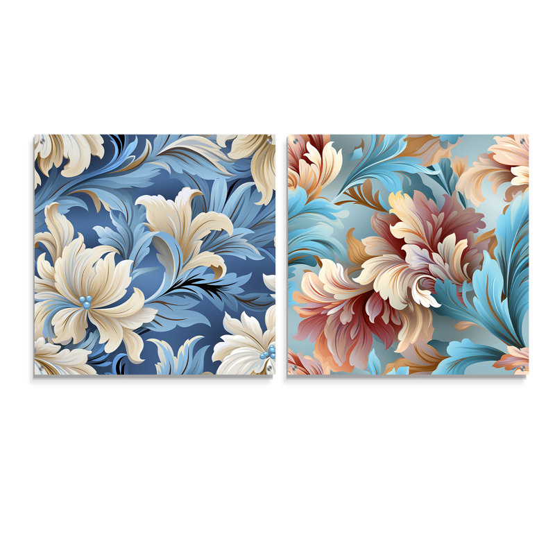 Lorrain - Ensemble de 2 peintures murales abstraites en acrylique, H 30 po x l 61 po