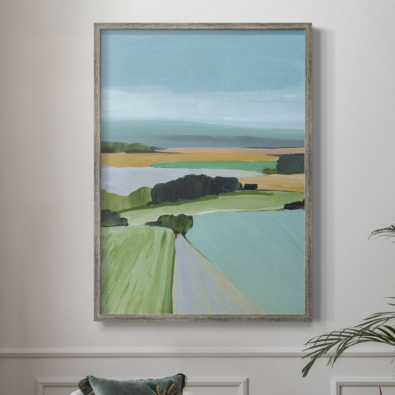 «Bright Coloured Countryside III», reproduction encadrée - bois massif, H 21 po x l 17 po