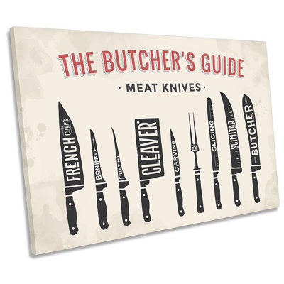Butcher Meat Knives Kitchen Framed - Wrapped Canvas Print