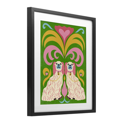 Staffordshire Symmetry Dogs Framed Print Under Glass, design by Carrie Cantwell