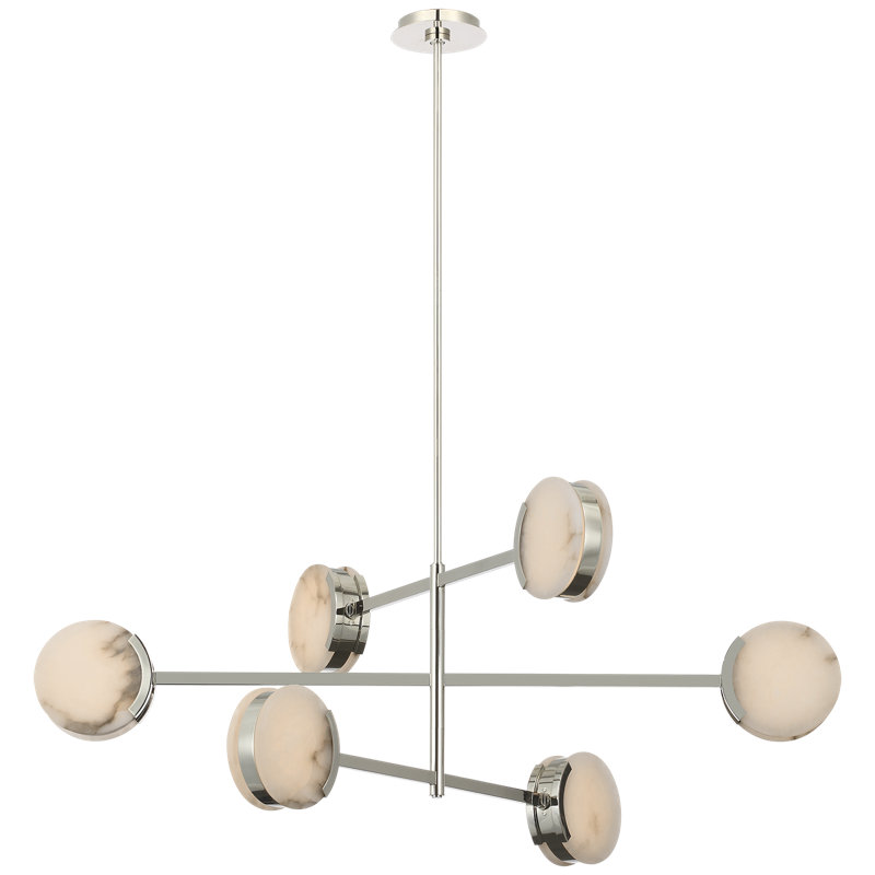 Kelly Wearstler Melange 48" Multi-Positional Chandelier with Alabaster, Polished Nickel