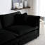 Fauteuil 2 places avec repose-pieds, canapé modulaire en chenille noir, base, revêtement respirant, assise confortable, tissu,