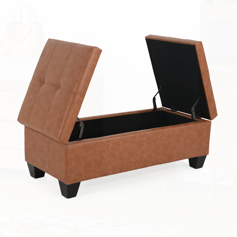 Upholstered Storage Bench, Brown
