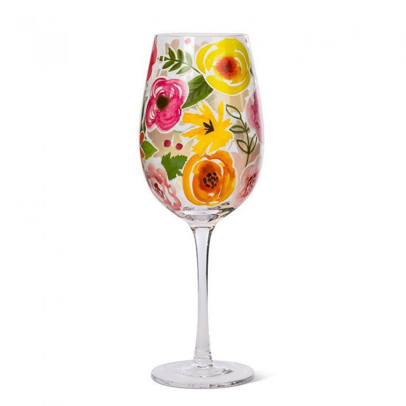 Red Barrel Studio® Jimar 14 oz. Verre à vin floral