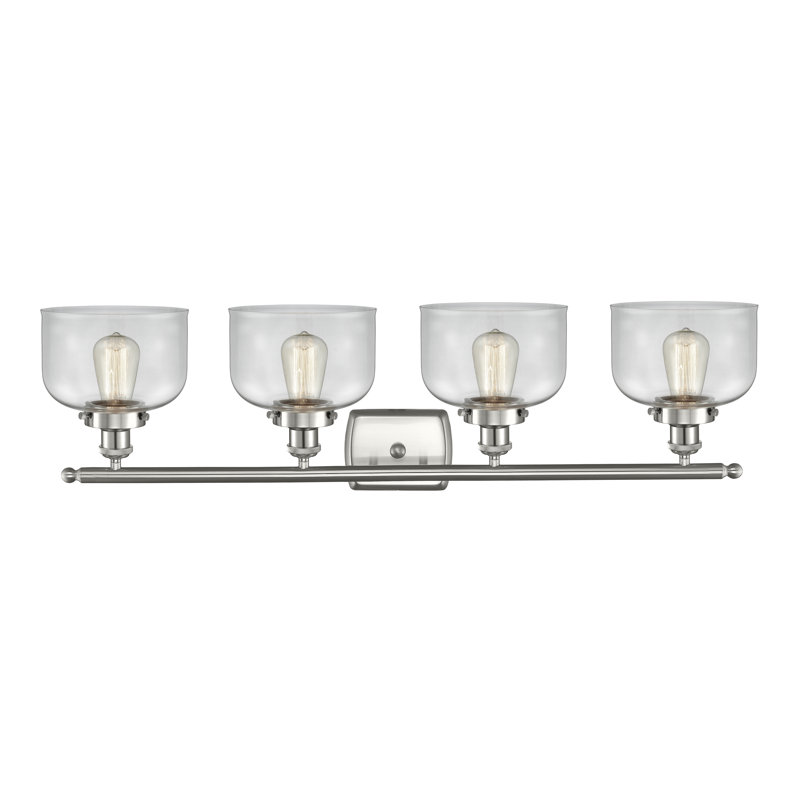 Barre d'éclairage de salle de bain à 4 lumières à intensité variable, Nickel satiné brossé
