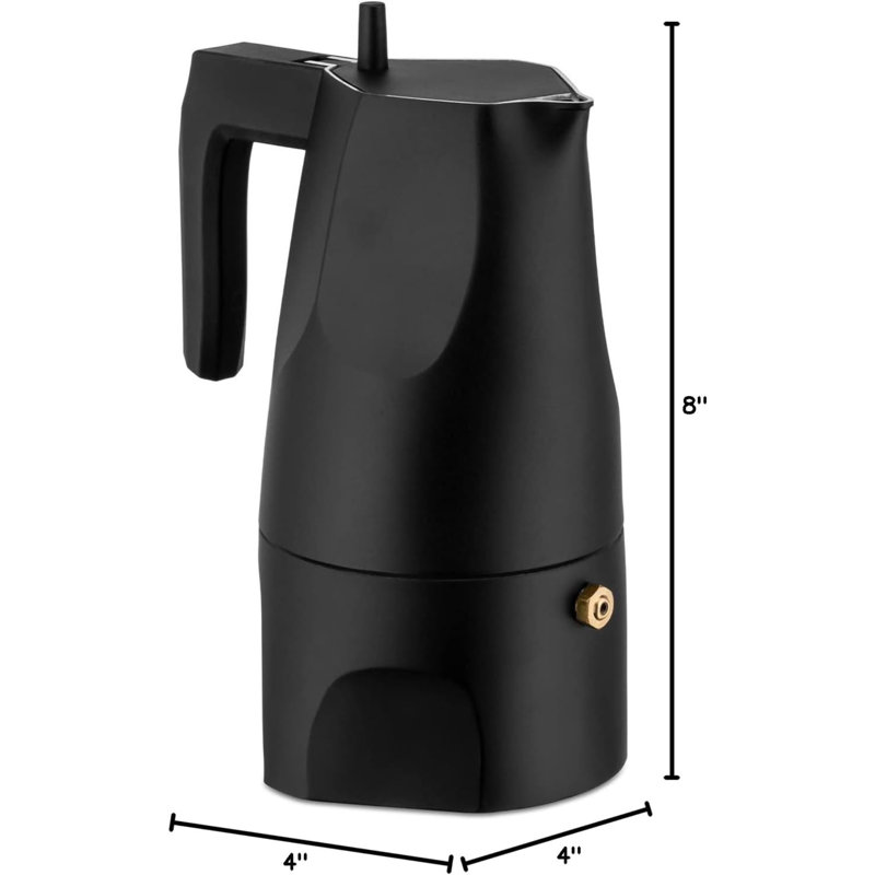 Ossidiana Espresso Coffee Maker, 3 Cup, Black