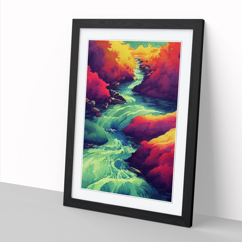 Watercolour Stream Vol.2 - Picture Frame Print, Black, 64cm H x 46cm W x 2cm D