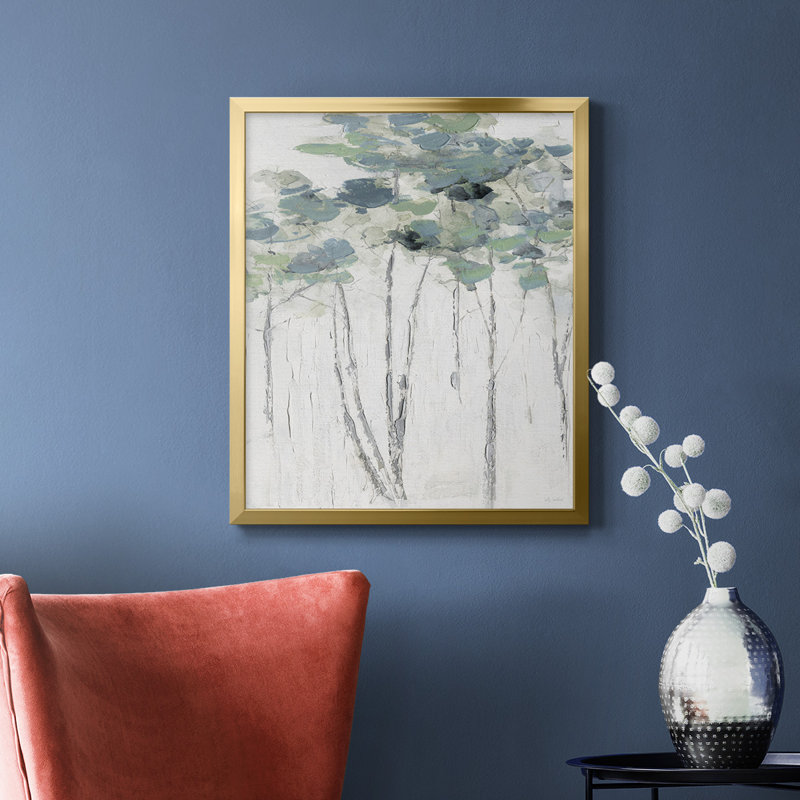 Impasto Tree Line I, toile encadrée de qualité supérieure - prête à être accrochée, Or, H 20 po x l 16 po