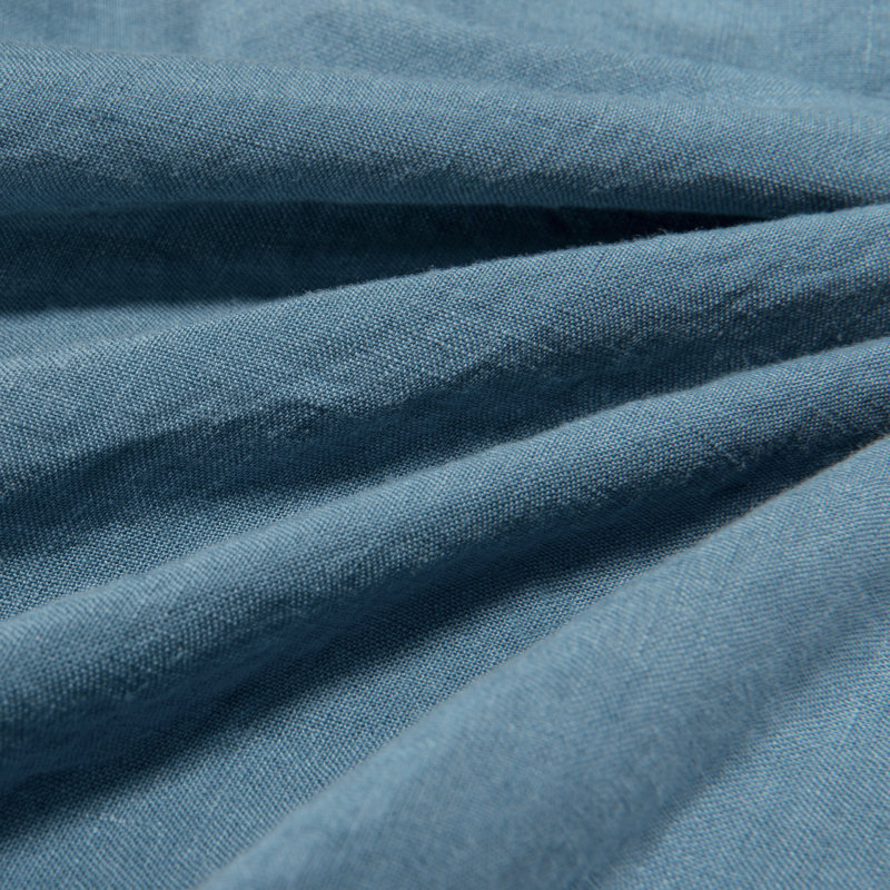 Ensemble de literie en lin, Ensemble de draps pour grand lit avec 2 taies d'or, Bleu Aruba