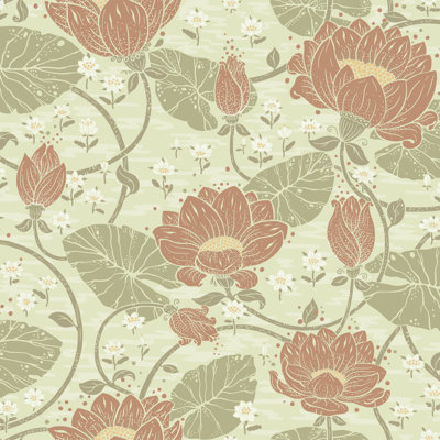 Hjarterum Eva Water Lillies 10.05m x 53cm Matte Wallpaper Roll