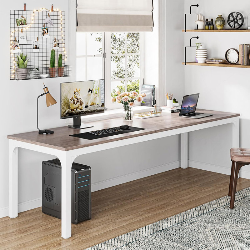 Bureau d'ordinateur extra long pour 2 personnes, poste de travail double