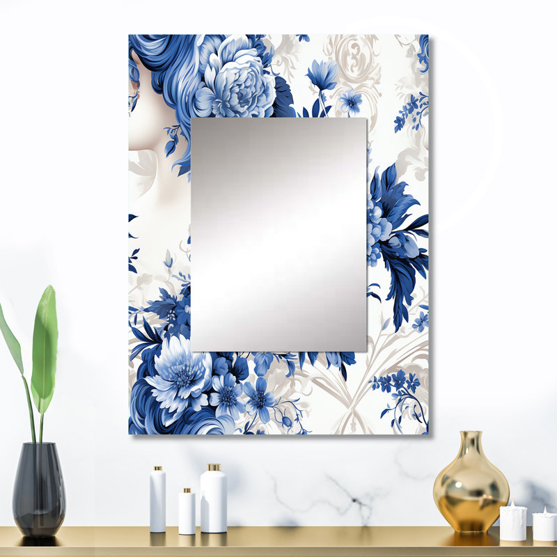 Motif victorien camée bleu cobalt Jernigan, 40 po x 30 po