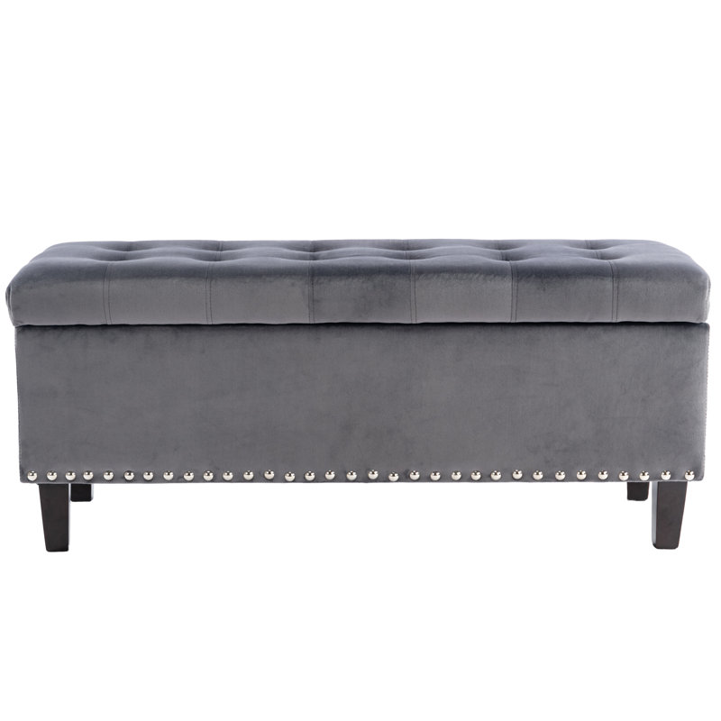 Worcester Velvet Ottoman, Gray Velvet