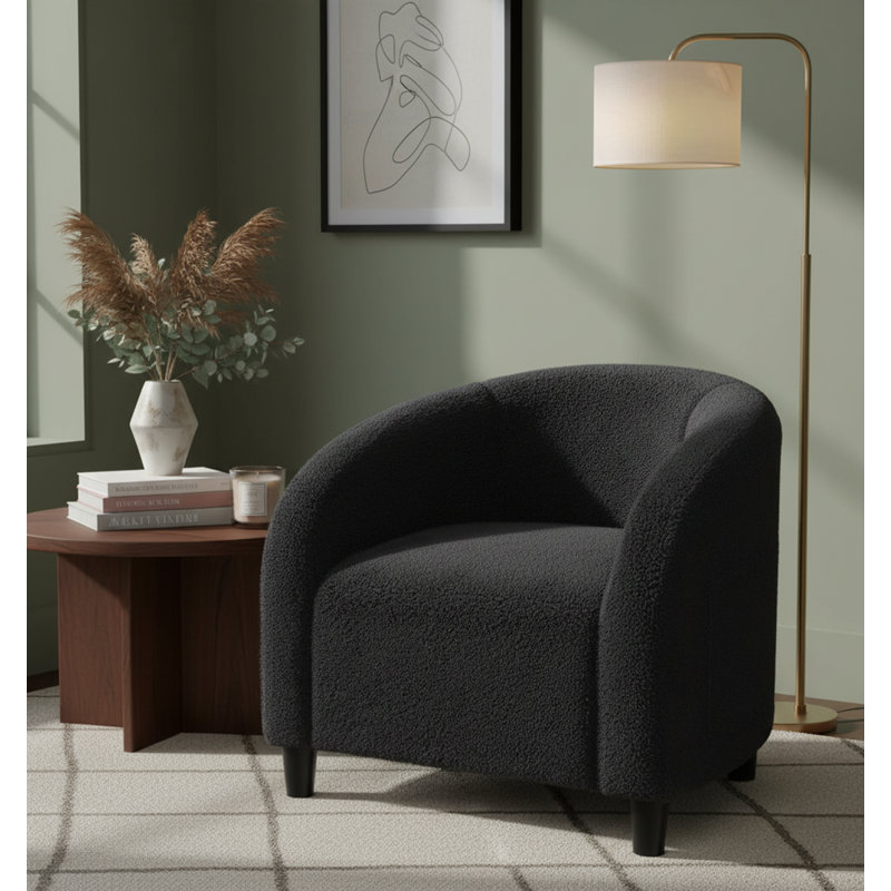 Chaises demi-tonneau en velours avec coussin moelleux, Velours gris foncé