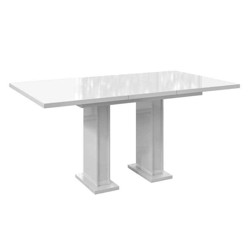 Helme 160 cm Extendable Rectangular Dining Table, High-Gloss White
