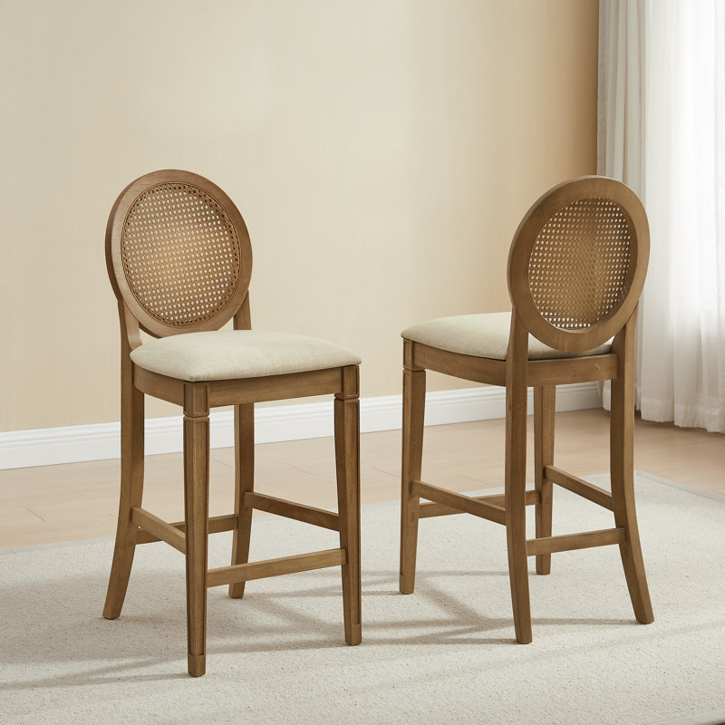 Jacolyn 2-piece Upholstered Cane-back Counter Stool Set
