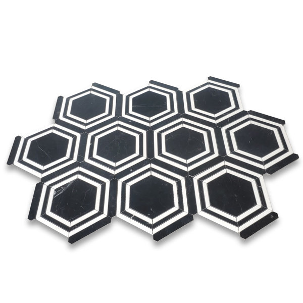 9" x 8" Marble Honeycomb Mosaic Wall & Floor Tile