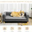 Lit pour chien gris foncé foncé pour animaux de taille moyenne à grande, coussin amovible, rembourrage confortable, lit surélevé, animaux de compagnie, revêtement,