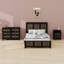Lit plateforme avec table de chevet et commode avec rangement-990816132