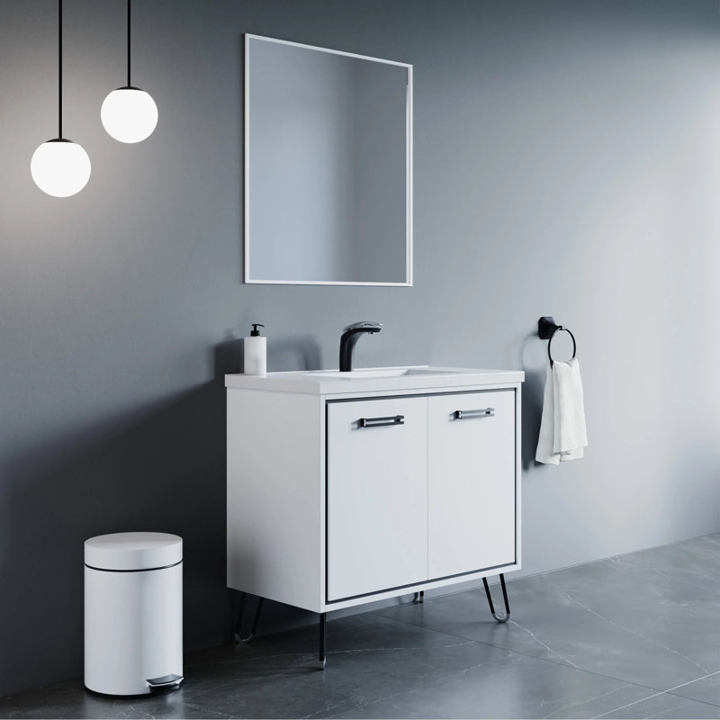 Lunea 36'' Single Bathroom Vanity with Drop-In Ceramic Sink – Soft-Close Doors, Generous Storage & Nordic Minimalist Style