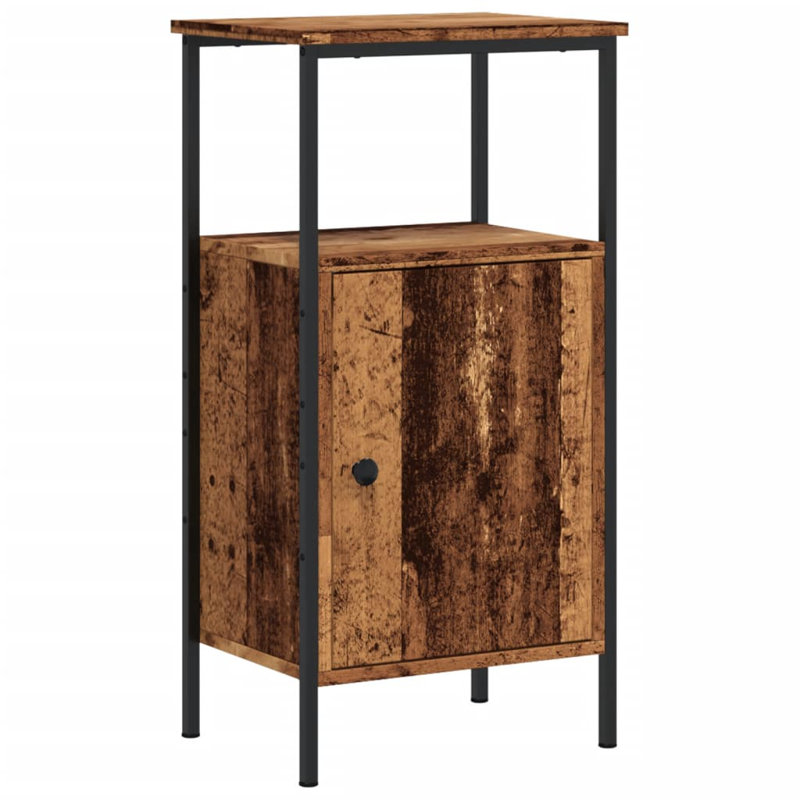 Analeya 41cm W Metal Bedside Table, Old wood