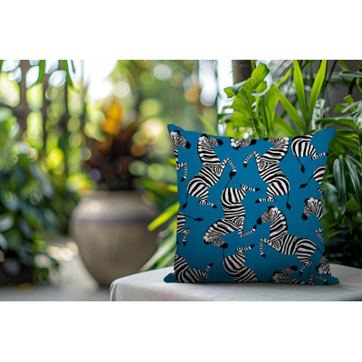 Oreiller carré réversible intérieur / extérieur Kiji Zebra