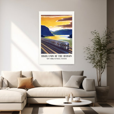 Highlands Of The Hudson New York Central System Colorful Retro Vintage Landscape City Wall Art Print