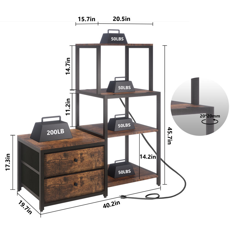 Mini Fridge Stand With Storage, Brown