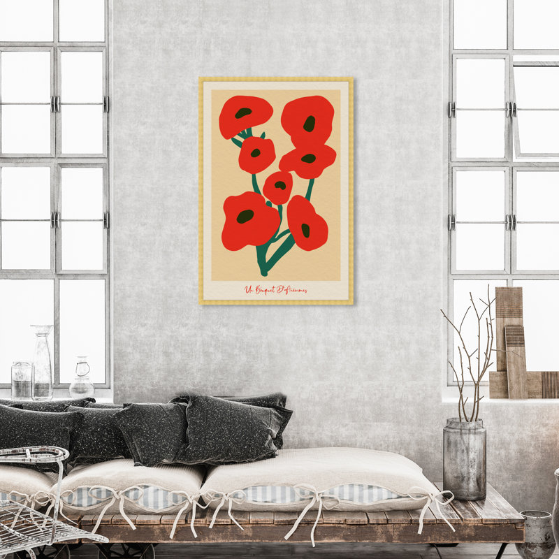 " Modern Red Flower Bouquet " by Oliver Gal, Gold, 47" H x 32" W