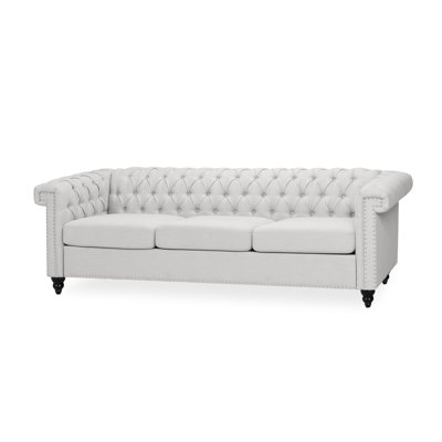 Gris classique - 3 places, avec capitonnage à boutons et un bas pour le salon moderne, l 83 po x P 32 po x H 26 po