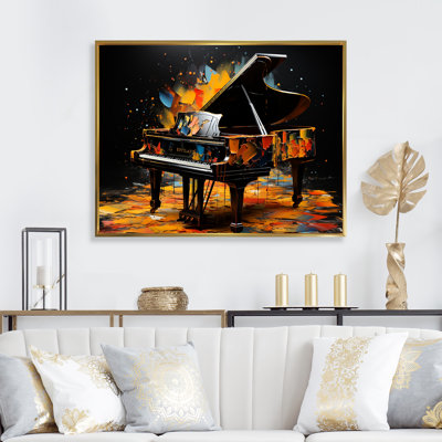 Orange graphite piano sérénade - Piano, art mural