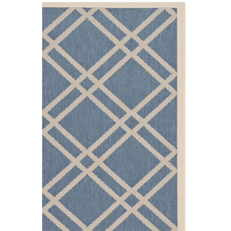 Arneshia Geometric Blue/Beige Area Indoor/Outdoor Area Rug, Runner 2'3" x 10'