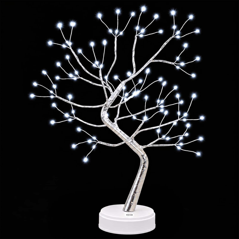 Mini Starburst Christmas Tree Steel LEDs Set, Silver (Cold White)
