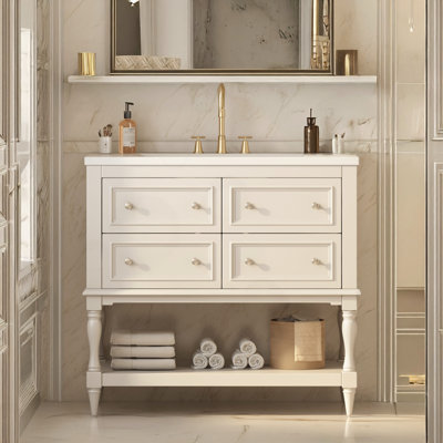 Freestanding Bathroom Vanity Set with 4 Drawers