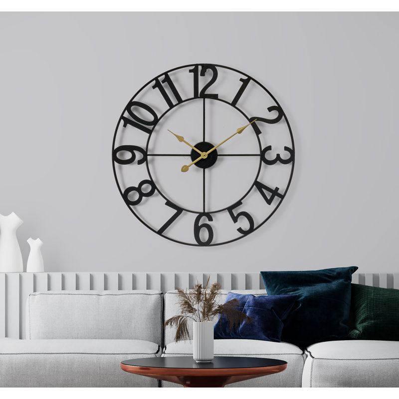 Large 16" wall clock, Très large, Noir, noir, noir, noir
