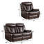 Ensemble de salon inclinable électrique en cuir synthétique 3 pièces avec causeuse et fauteuil inclinable-2113558882
