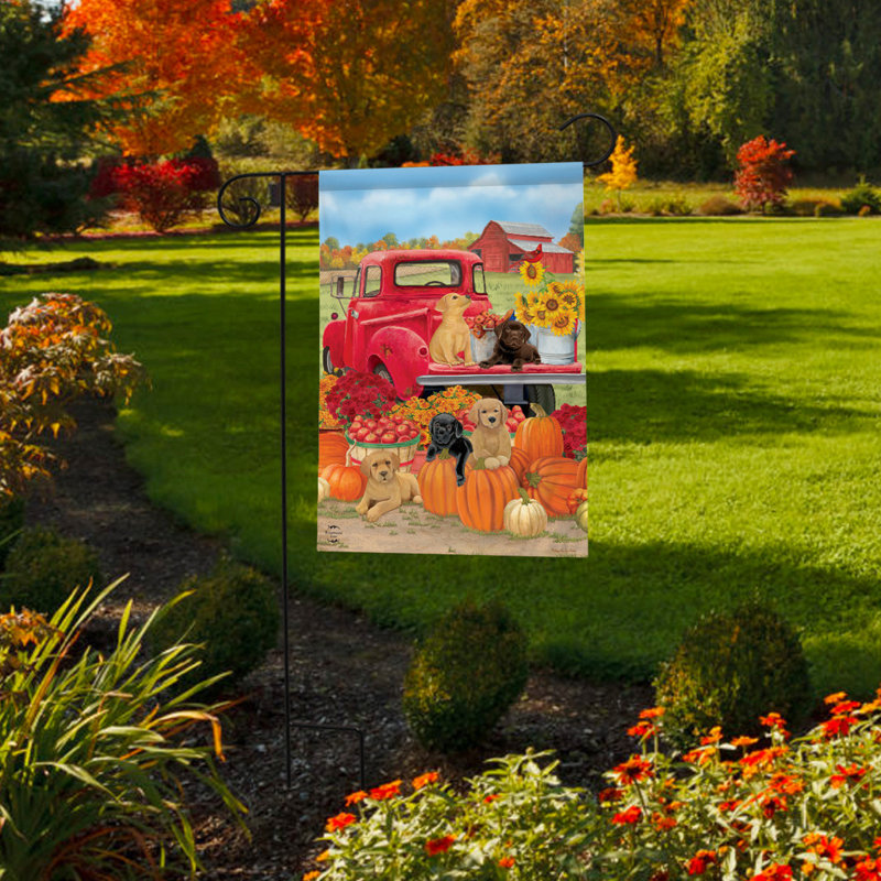 Fall Puppies Garden Flag
