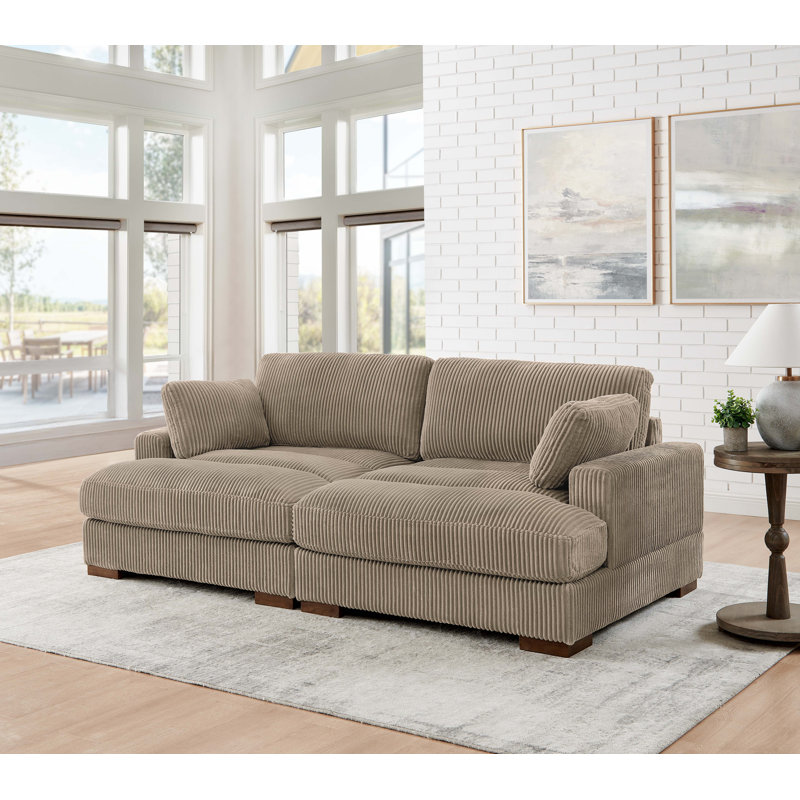 89'' Corduroy Sleeper Sofa, Camel