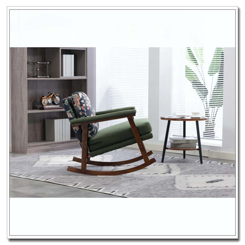 Chaise d'appoint moderne, chaise berçante avec structure en bois, Rose clair