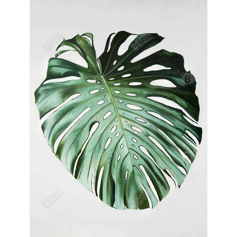 Feuille de Monstera - Toile encadrée pour décoration florale de bureau, H 49,25 po x l 37,25 po