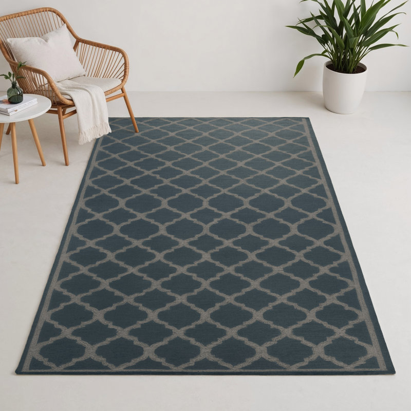 Tapis noir intérieur et extérieur Trellis, Rectangle 9 pi x 12 pi